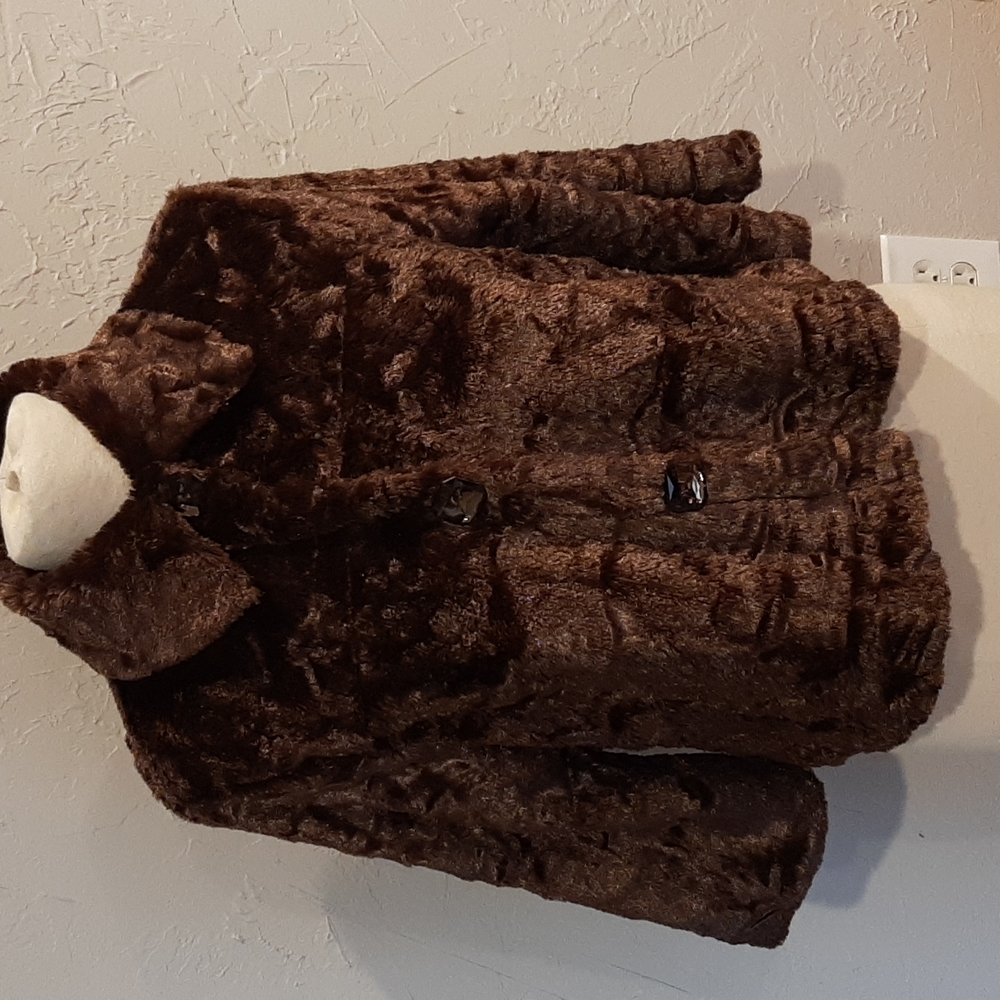 NWOT Women's Vintage  Soul Mates Faux Fur Snap Closure Jacket Size M